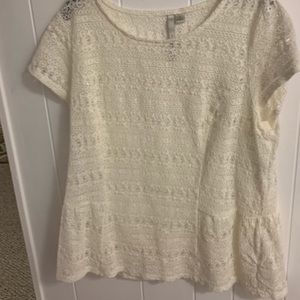 Lauren Conrad White Lace blouse XL